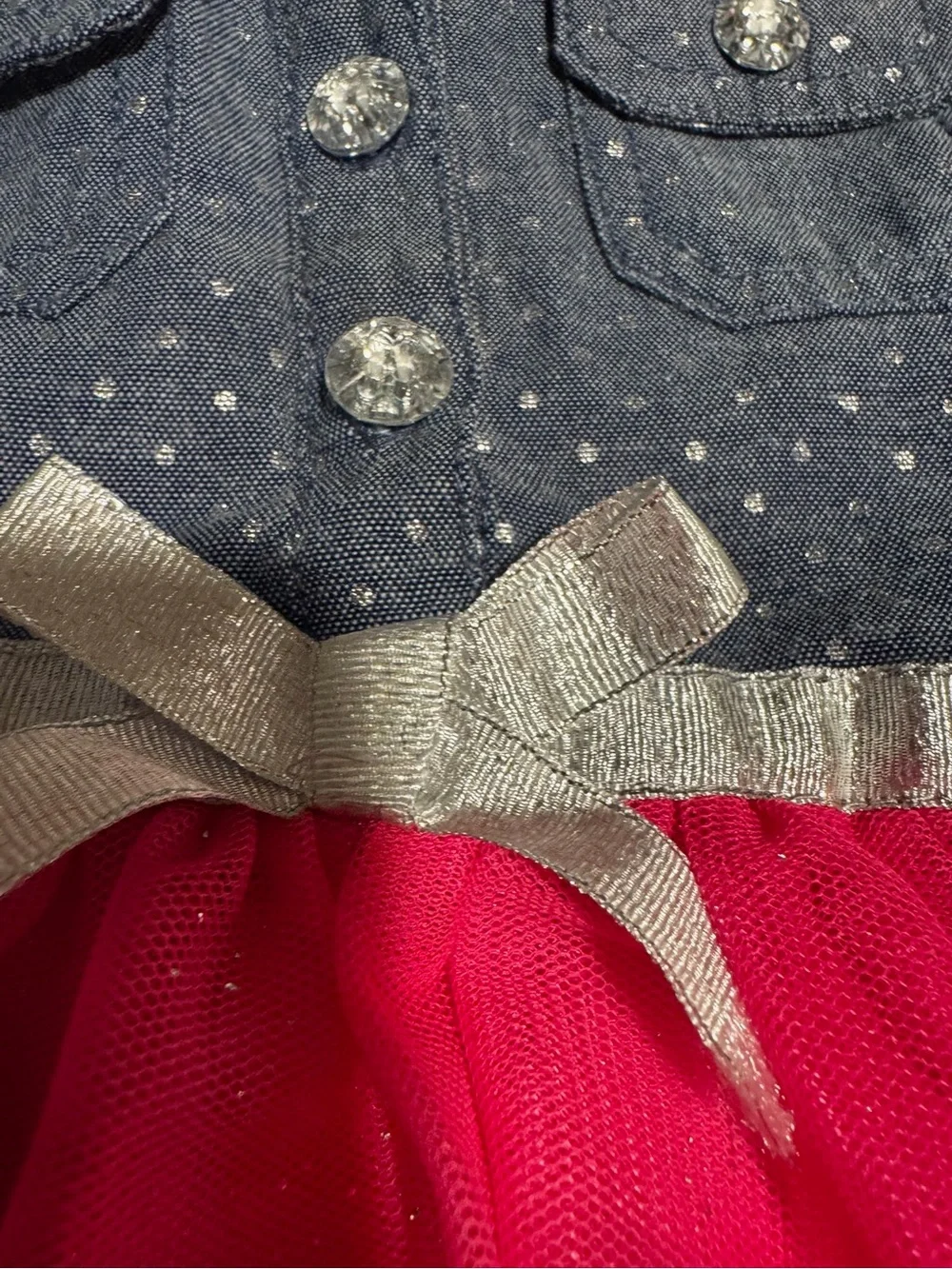 Sparkle Denim Top & Fuchsia Tulle Skirt Dress